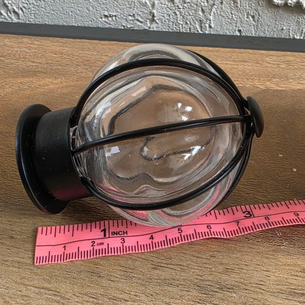IKEA BLAST Curtain Rod Finials Set of 2 Glass Globe & Black HUGAD & RACKA NEW